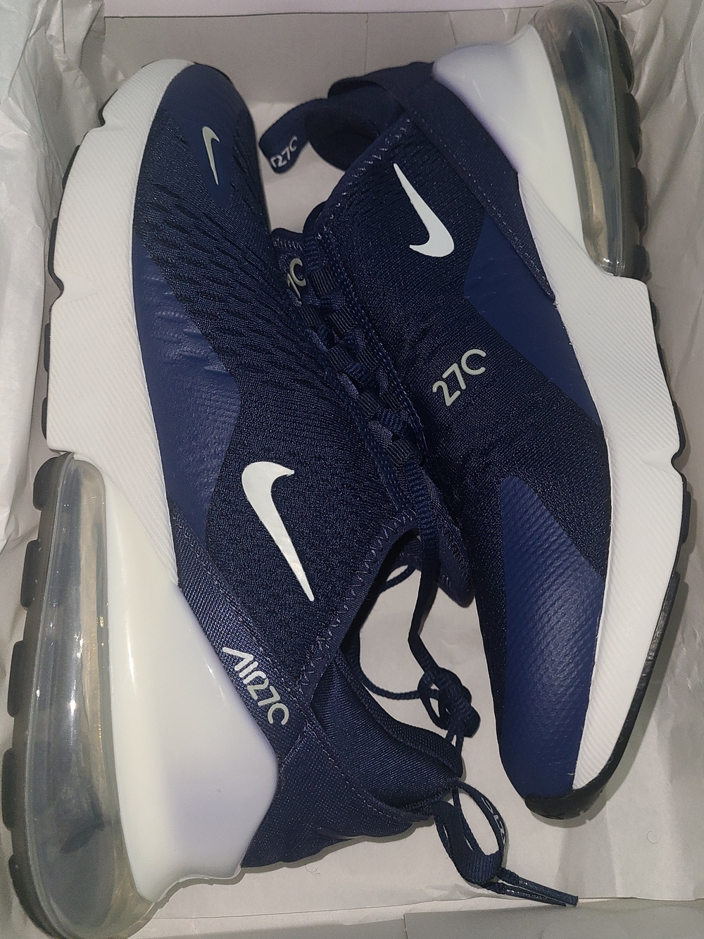 Nike Air Max 270 Men’s Athletic Shoes - Navy Blue and White